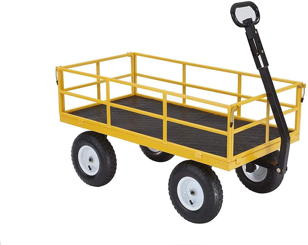 Gorilla Carts Utility Cart 800 lb Steel 10-inch Pneumatic Tires Removable Sides 