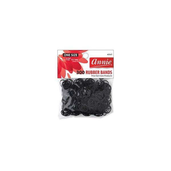 Annie Rubber Bands Black,Pack of 300 EA