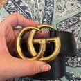 thumbnail image 2 of Gu-cci Black Belt with Gold Buckle, 2 of 5