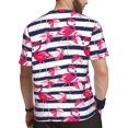 thumbnail image 2 of Rocae Dark Blue Stripes and Flamingos for Men's Mesh Quick-Dry Short Sleeve Workout T-Shirt,Mens Crew Neck Tee Lightweight Soft Classic T Shirts Large, 2 of 9