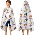 thumbnail image 3 of Ballet Dancer Princess Pattern Hooded Bath Towel，50"x30" for Ages 3 To 12 Kids, Quick Dry Lightweight Soft Microfiber Hood Beach Towel Cover Up for Kids, 3 of 7