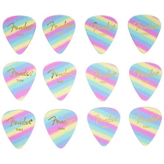 Fender 351 Thin 12 Pack Picks - Celluloid Rainbow