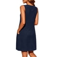 thumbnail image 5 of Levmjia Women's Sleeveless Dress Casual Solid Color Round Neck A Line Dress with Pockets Button Detail Loose Fit Shift Dress for Women Daily Summer Vacation, 5 of 5