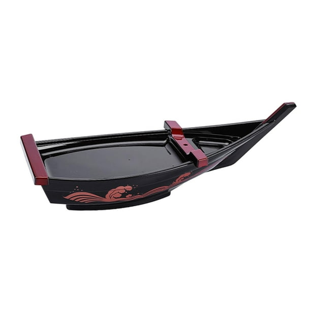 Plato para servir sushi y sashimi, plato multifuncional para servir dumplings, corte M negro
