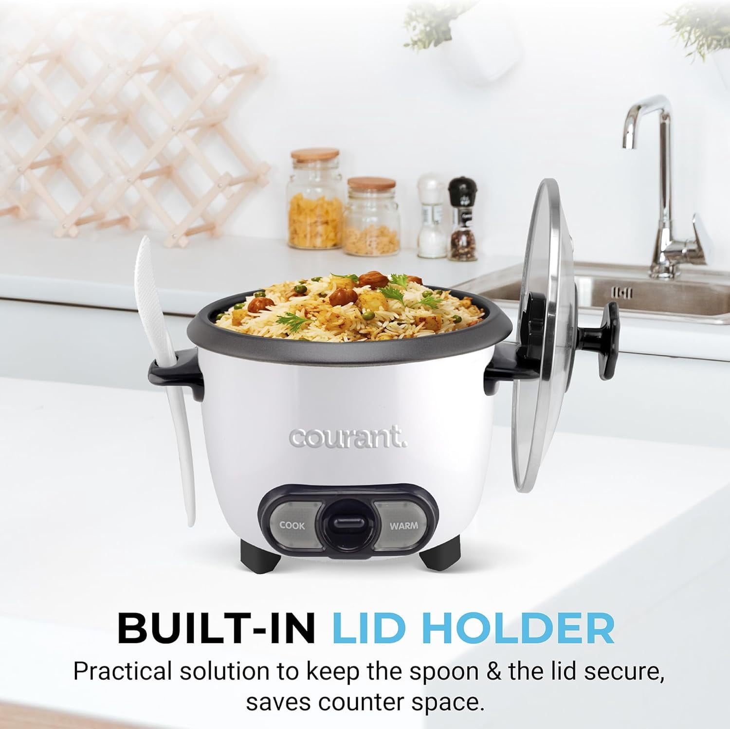 6-Cup Rice Cooker with Non-Stick Bowl, One Touch Operation, White