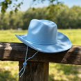 thumbnail image 3 of Voska Plain Felt Cowboy & Cowgirl Hat for Men and Women | Western Studded Cowboy Hat in Adult Sizes Sky Blue One Size, 3 of 4