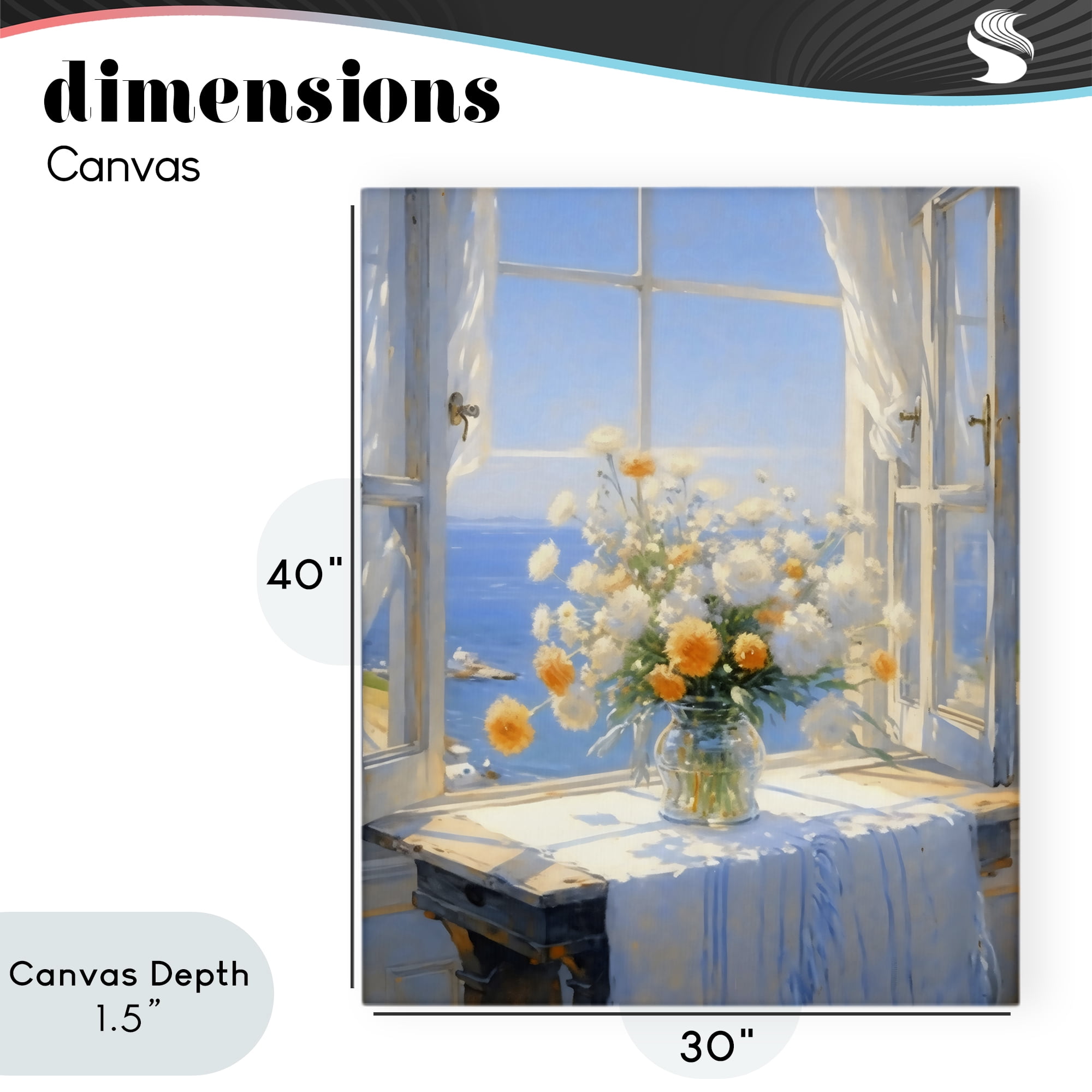 Stupell Industries Floral Window View of Sea Canvas Wall Art, design by Creative Studio