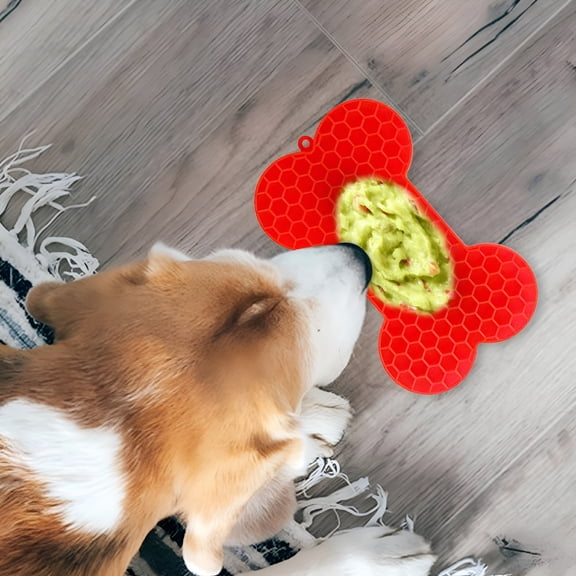 BESTSKY Dog Lick Mat | Bone-shaped Licking Mat for Dogs & Cats | 2Pcs Dog Peanut Butter Lick Pads for Boredom Reducer, Perfect for Bathing And Grooming