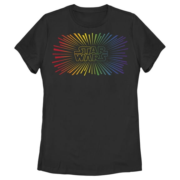 Women's Star Wars Pride Rainbow Rays Logo  Graphic Tee Black X Large