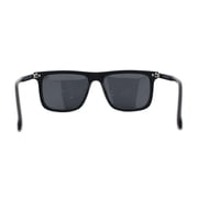 Mens No Glare Polarized Flat Top Horn Rim Rectangle Sunglasses Matte Black