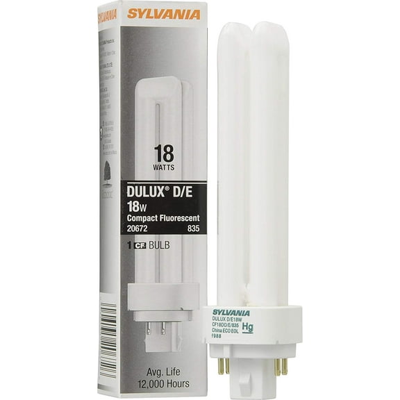 Sylvania 20672 Compact Fluorescent 4 Pin Double Tube 3500K, 18-watt