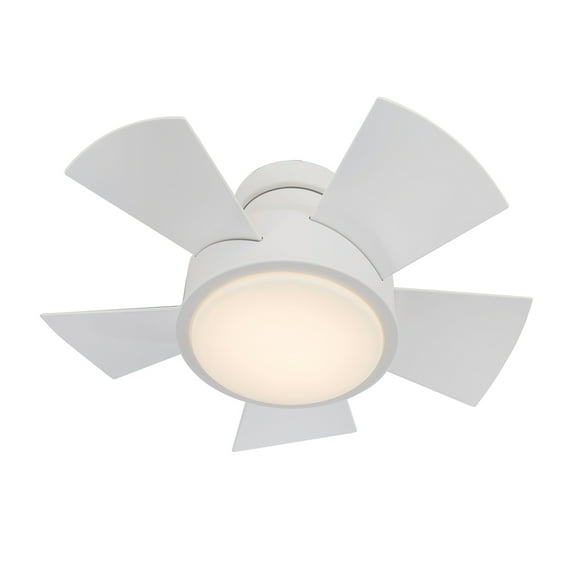 Vox 26" Matte White Dimmable LED Smart Flush Mount Ceiling Fan with Remote Control