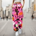 thumbnail image 2 of Halloween Sweatpants Women Cute Funny Pumpkin Ghost Graphic Print Joggers Drawstring Casual Tapered Pants with Pockets Z004-Hot Pink M, 2 of 4