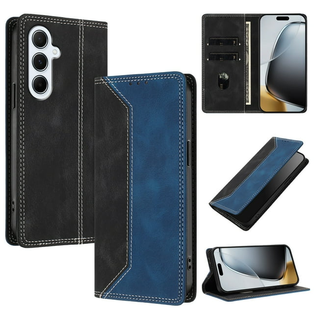 Funda FOXDOCK para Samsung Galaxy A56 de Cuero Premium Bicolor con Ranuras RFID, Carcasa Tipo Billetera Antigolpes y Soporte Plegable