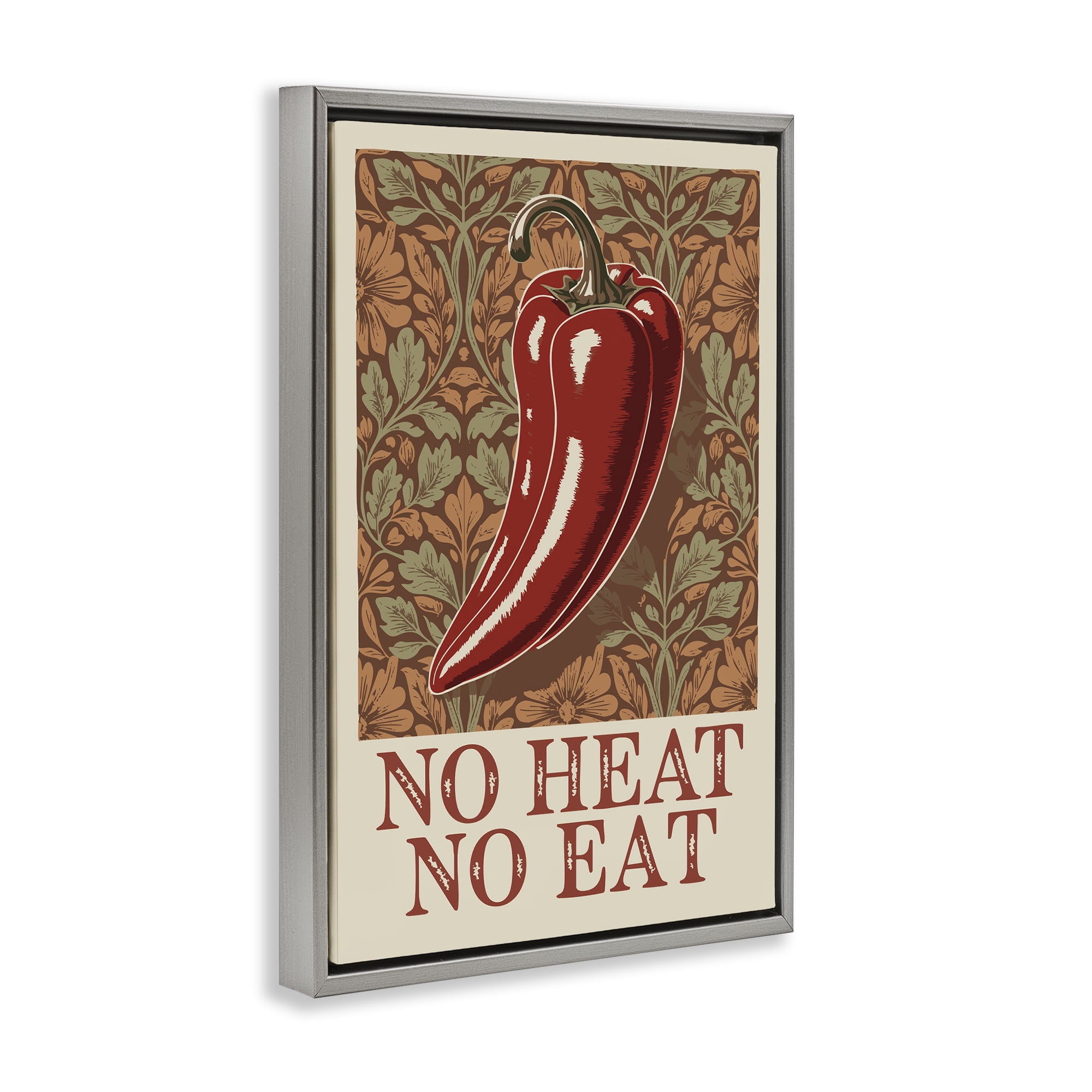 Stupell Industries No Heat or Eat Pepper Gray Framed Floater Canvas Wall Art, design by Andreas Magnusson
