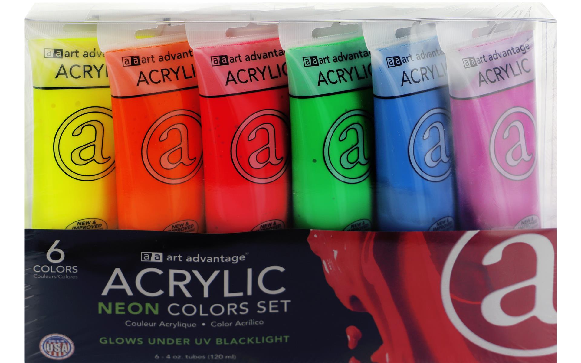 Art Advantage Paint Set Acrylic 4oz Neon 6 Color