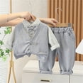 thumbnail image 2 of Bearichfupo Toddler Kids Child Infant Newborn Baby Boys Gentleman Long Sleeve Striped Bowknot Shirt Tops Solid Pant Trousers With Vest Outfits Set 3PCS Clothes,2 Piece Set,Sizes 18-24M, 2 of 6