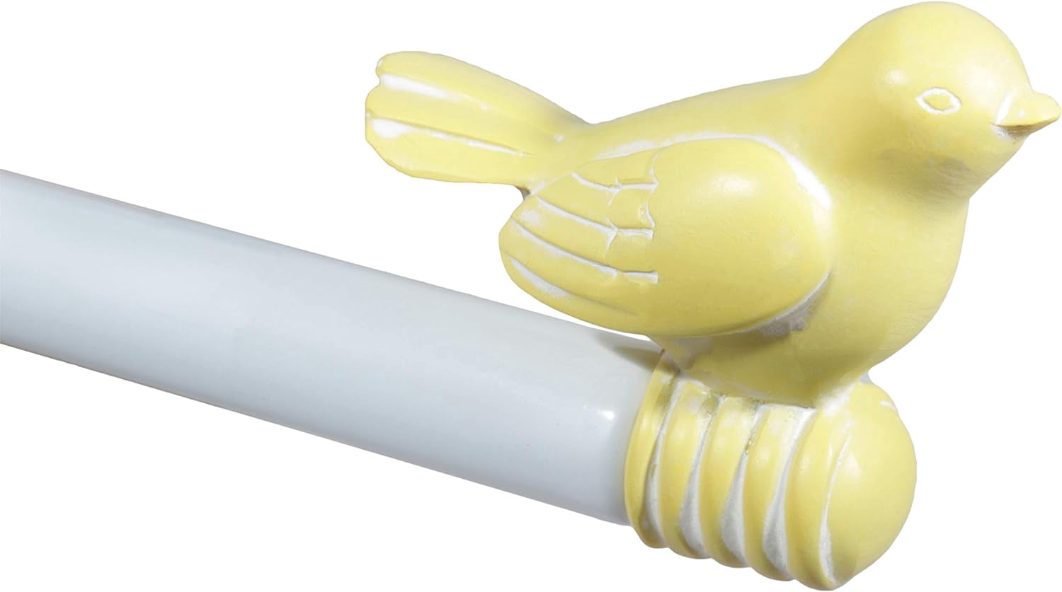 Urbanest 3/4-inch Cute Bird Designer Decorative Adjustable Window Treatment Curtain Single Rod Set, Heavy Duty, Baby Yellow With White Rod, 28" to 48"