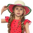 thumbnail image 2 of Sombreros de paja de sandía roja para niñas, sombrero de verano para niños para viajes en la playa, senderismo, 2 of 5