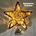 thumbnail image 2 of Decoración para árbol de Navidad LAWOHO con forma de estrella rústica de ratán con luces, 2 of 6