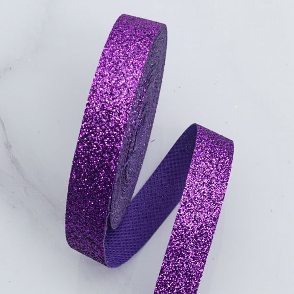 XmhyTop 1 Piece 0.60" Narrow Sparkling Christmas Ribbon, 10 Yards Glittery Craft Ribbon for Holiday Gift Wrapping, Christmas Decor & DIY Projects, purple
