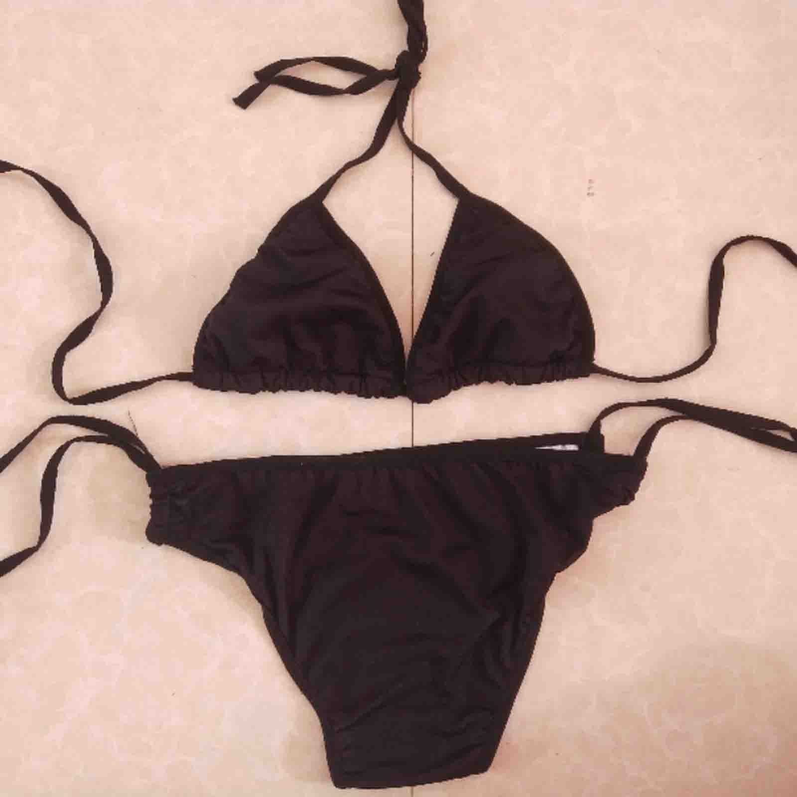 plain black bathing suit top