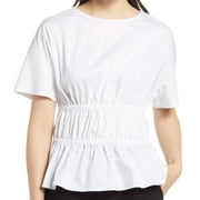 Nordstrom Shirred Waist Mixed Media Top, Size S