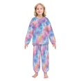 thumbnail image 2 of Fluffy Pajamas Set Fuzzy Winter Warm Pj Sets Pullover Tops and Long Pants Watercolor Powder Blue Pattern Large, 2 of 8