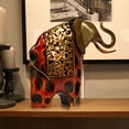 thumbnail image 3 of Escultura metálica de elefante artesanal - Decoración moderna para hogar con diseño abstracto y pintura ecológica, símbolo de prosperidad (25.5x21.5cm), 3 of 6