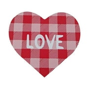 HJQEQVD Valentine's Day Wooden Heart Signs Decorations Heart Shaped Table Centerpiece Double Printed Buffalo Plaid Love Tiered Tray Decor Rustic Valentine's Day Decor for Home Wedding Party