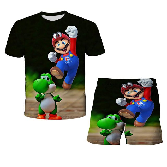 Conjunto de ropa interior Super Mario 2022 para niños y adolescentes, pantalones cortos de manga corta, ropa informal, regalos de Navidad universales, nueva moda, verano, 80-160 cm zhangmengya LED