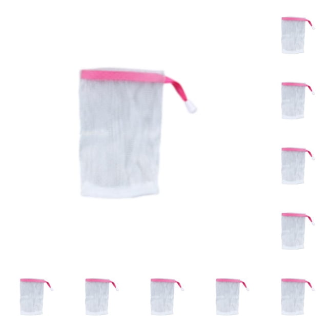 Bearachild Bolsas de jabón de ducha Limpiador facial Malla Piel de cuerpo Red de burbujas de cuerpo Bolsa de espuma hecha a mano Baño doméstico Rojo 10Conjunto