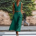 thumbnail image 5 of Sheghy Pajamas for Women Set 100%Cotton Women Loose Pocket Solid Sleeveless Vest V-Neck Button Top & Pants 2 Piece Outfit, 5 of 7