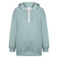 thumbnail image 4 of Womens Quarter Zip Pullover, Yigetop Women Hoodie Pullover Trendy Quarter Zipper Lapel Sweatshirts Cute Hooded Tops 1/4 Zip Pullover Women, Blue L, 4 of 6