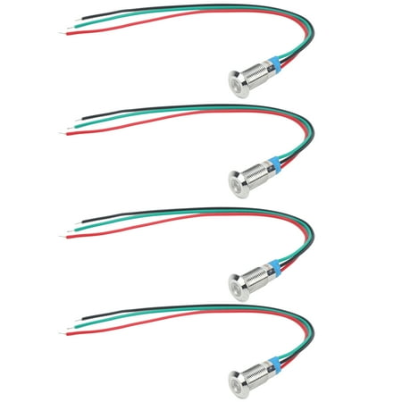 

LYUMO 8mm Metal LED Indicator Light Flat Head Common Cathode Lamp 12‑24V IP67 4 Set