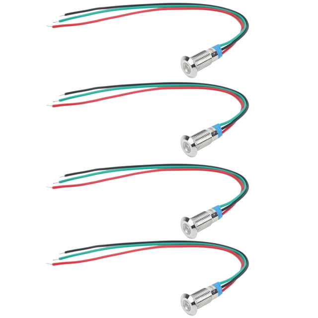 Round Pre-Wired LED, 8mm 12-24V Industrial Control Components Common Cathode LED For Automotive Industry Home Use Red And Blue,Red And Yellow,Red And Green