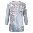 thumbnail image 3 of WEIWEN 3/4 Length Sleeve Womens Tops Dressy Casual Floral Graphic Tees for Women Trendy Going Out Outfits 3/4 Sleeve T Shirts Women's Clothing Light Gray, S, 3 of 5
