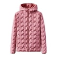 thumbnail image 5 of Custom Logo Zip Solid Color Quilted Hooded Blank White Duck Down Women Casual Down Puffer Jacket, 5 of 5
