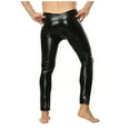 thumbnail image 1 of Pantalones moldeadores para hombre, informales, lisos, con cremallera, a la moda, elásticos, de cuero, 1 of 9