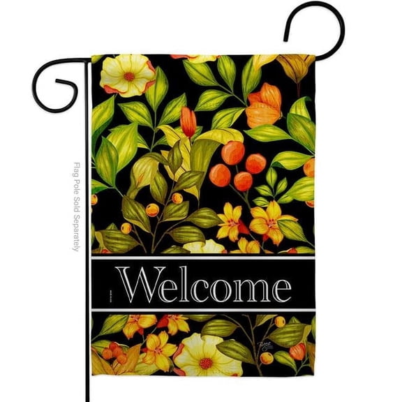 Breeze Decor G120011-BO Yellow Welcome Floral Double-Sided Decorative Garden Flag, Multi Color