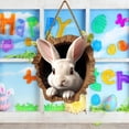 thumbnail image 5 of YOHAVEN Wooden Easter Door Sign Welcome Hanging Decoration, Handcrafted Spring Front Door Accent With Bunny Cutouts, Colorful Reusable Indoor Outdoor Entryway Decor, Secure Pre-Drilled Holes, 5 of 5