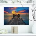 thumbnail image 1 of Grand Pont en Bois vers le Soleil Lointain - Impression sur Toile Paysage Marin, 1 of 3