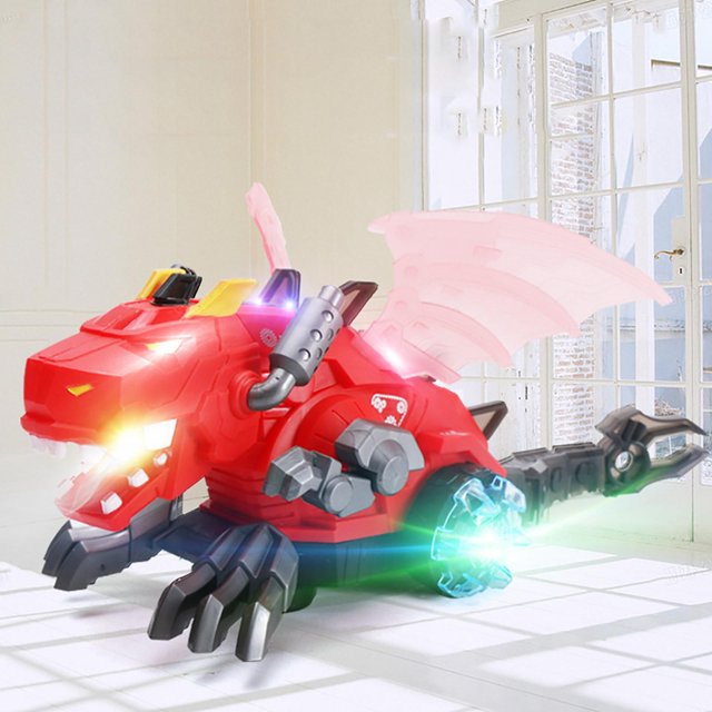 Electrónico con Rociador de Llama Simulado, Música, Tiranosaurio con Ala para Niños de 3 en Adelante, Reg , rojo CUTICAT dinosaurio andante