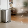 thumbnail image 6 of Innovaze 13 Gallon/50 Liter Trash Can, Stainless Steel Step on Garbage Can for Kitchen, Silver, 6 of 10