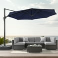 thumbnail image 5 of FLAME&SHADE 11ft Outdoor Hanging Patio Cantilever Umbrella with a Base and Crank Lift Function for Commercial Street and Beach,Navy Blue, 5 of 9