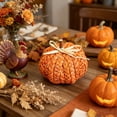 thumbnail image 4 of Handwoven Raffia Pumpkin Fall Decor, Halloween Thanksgiving Tabletop Ornament for Boho Scandinavian Home, Orange 1 Pack, 4 of 6
