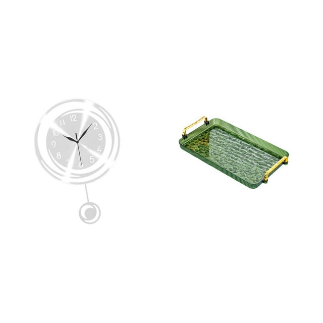 Reloj de pared,Reloj de pared decorativo para baño y dormitorio.,Reloj de pared redondo silencioso y sin tictac,regalo,Bandeja para servir,Bandeja de cocina rectangular con asa