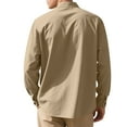 thumbnail image 4 of zfhfof Men's Cotton Linen Shirts Long Sleeve Button Down Shirt Vintage Banded Collar Casual Summer Beach Shirts, 4 of 9