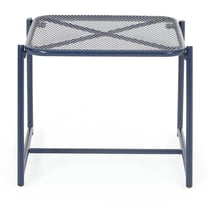 JERFIT Outdoor Side Table, 16 inch Round Metal End Table with Mesh Design, Navy Blue Accent Table for Patio, Garden, Poolside, Living Room