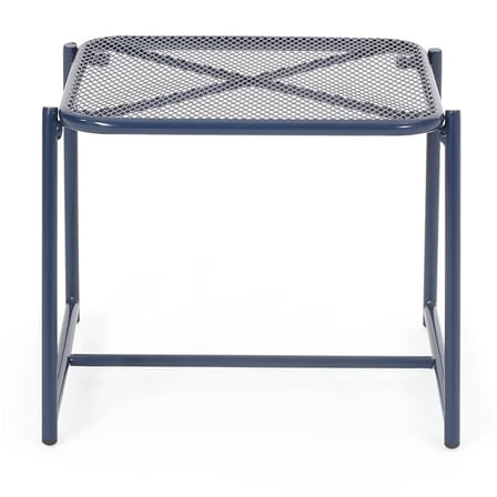 JERFIT Outdoor Side Table, 16 inch Round Metal End Table with Mesh Design, Navy Blue Accent Table for Patio, Garden, Poolside, Living Room